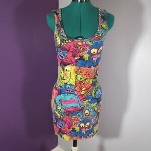 Iron Fist Party Monster Sleeveless Bodycon Mini Dress Size Small Stretch Spandex